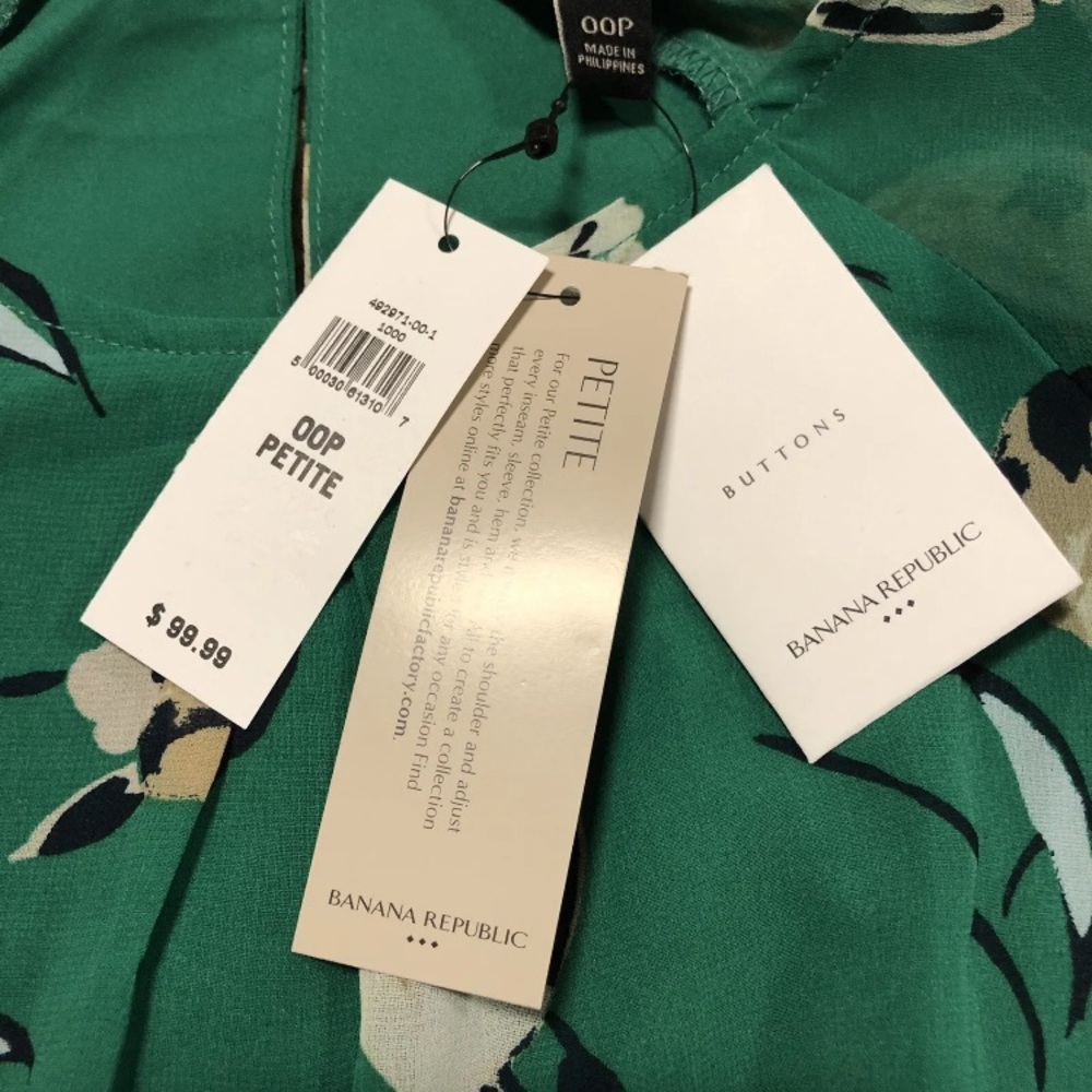 NWT Banana Republic Women’s Asymmetrical Fit & Flare Floral Green Dress 00P - Picture 4 of 9